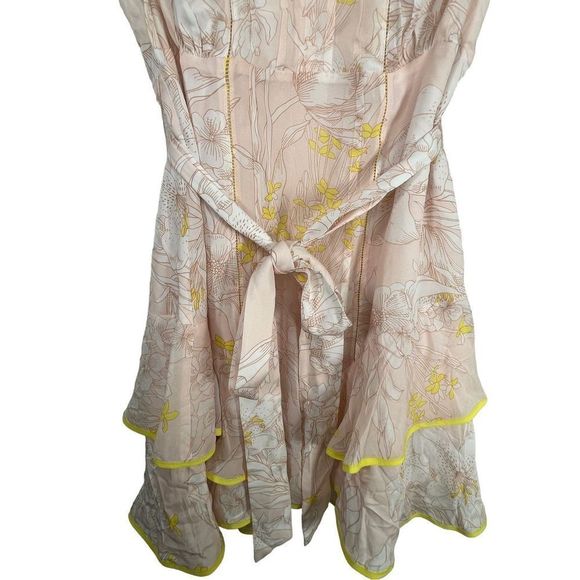 NWT Reiss Women's Floral Carlotta Tie Waist Flippy Blush Mini Dress Size 12 - Picture 6 of 12